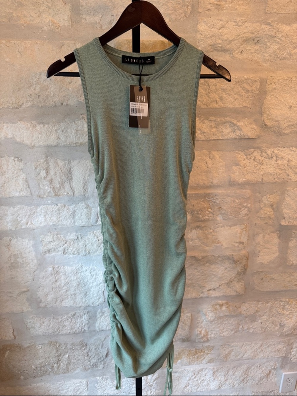 Lioness Sage Green Knit Tank Dress - Crew Neck